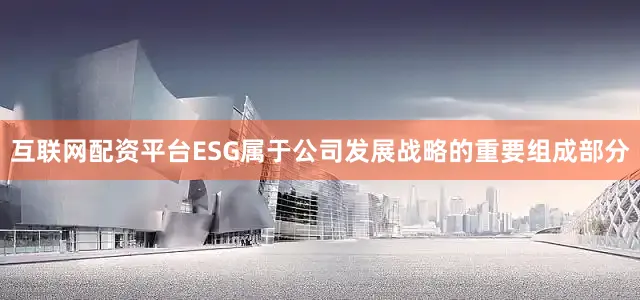 互联网配资平台ESG属于公司发展战略的重要组成部分