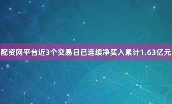配资网平台近3个交易日已连续净买入累计1.63亿元